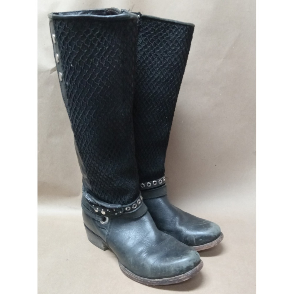 CUADRA 1X2WVL RES VOLTURNO BLACK Leather Fishnet Wom 8 MOTOCYCLE MOTO BOOTS 6619